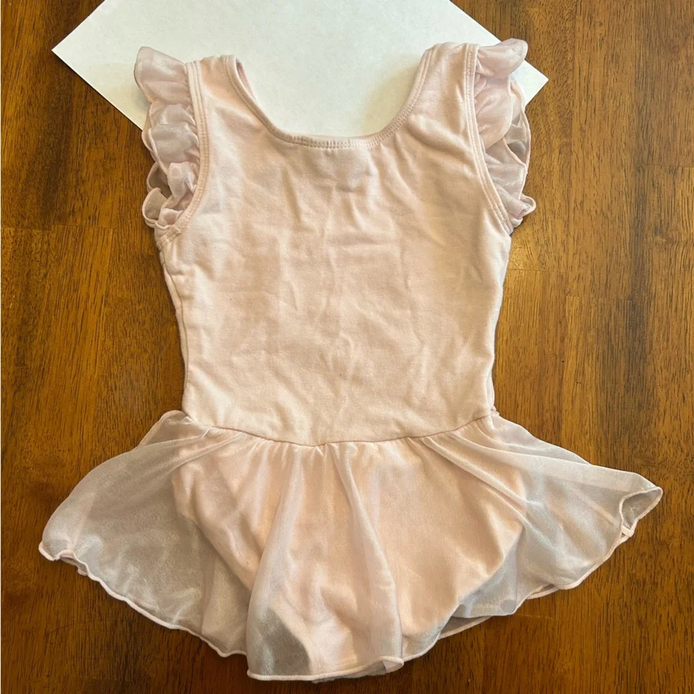 Danskin Freestyle Ballet Pink Dance Dress Leotard Girls XS 4/5 Flutter Sleeve
